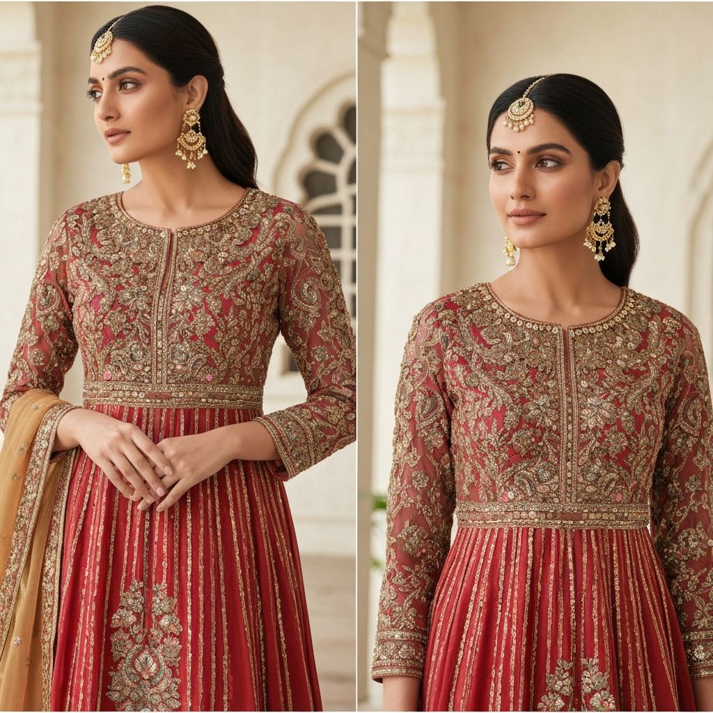 Elegant Indian party wear outfit for pre-wedding celebrations, sangeet, and special occasions